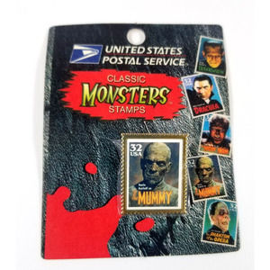 VTG 1997 The Mummy Boris Karloff USPS Classic Monsters 32C USA Postage Stamp Pin